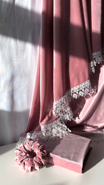 Amina Pink Velvet Scarf/Veil