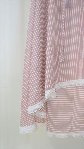 Dua Lace Beige Pink Stripes Prayer Scarf/Veil
